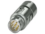 Conector M23 mufă tată, 8(4+4) pini, drept, crimpat