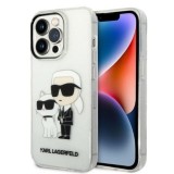 Husa pentru iPhone 14 Pro - Karl Lagerfeld Hardcase Glitter (KLHCP14LHNKCTGT) - Transparent Karl&amp;Choupette