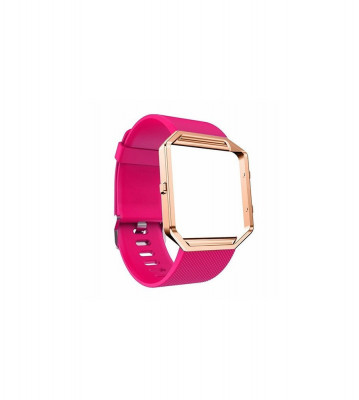 Bratara TPU Silicon pentru Fitbit Blaze inclusiv carcasa metalica-Mărime L-Culoare Roz foto