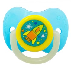 Suzetă Silicon, Honey Baby, Glow in The Dark, Albastru, Galben, 6-36 Luni