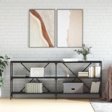 vidaXL Masă consolă, negru, 180x30x75 cm, lemn prelucrat și fier