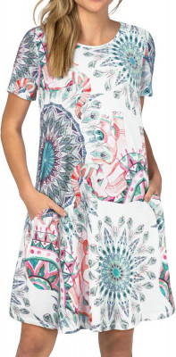 Femei Rochii de Vară Plajă Casual Tricou Plus Size Floral M&amp;acirc;necă Scurtă Loo foto