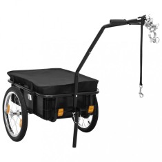 vidaXL Remorcă de bicicletă/Căruț de m&acirc;nă, negru, 155x60x83 cm, oțel