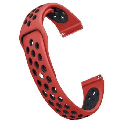 Curea silicon, compatibila Samsung Galaxy Watch3 40mm, telescoape Quick Release, Rosu/Negru foto