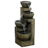 Outsunny F&acirc;nt&acirc;nă de grădină ornament zen debit reglabil pompă submersibilă inclusă dim. 25L x 24l x 60H cm rășină negru | Aosom Romania