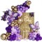 Arcada baloane Fluturi 163 accesorii, 2 fluturi 108 cm, 12 accesorii fluturasi aurii, Mov/Auriu