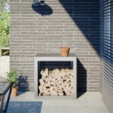 Suport Lemne Foc vidaXL, 60x40x60cm, Otel Inoxidabil Galvanizat, Gri, Depozitare Interior Exterior, Uscare Lemne