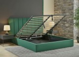 Pat Celine 180x200 cm Lada Depozitare Tapitat Catifea Nuanta Verde Somiera Inclusa MB32