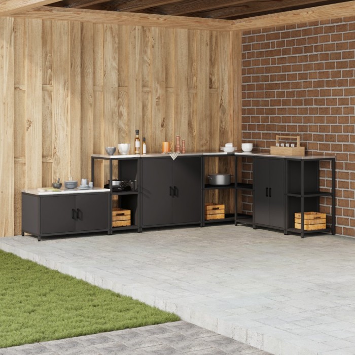 vidaXL Raft de depozitare pentru bucătărie cu raft Negru Oţel