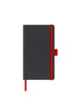 Agenda nedatata A5 Castelli, coperta rigida negru, elastic rosu, dictando ivory, Litera