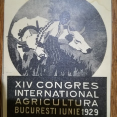 1929 Reclamă XIV-lea Congres International de Agricultura Bucuresti 11,5 x 9 cm