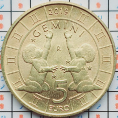 San Marino 5 Euro (Gemini) 2019 UNC - tiraj 16.000 - km 583 - A039