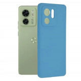 Cumpara ieftin Husa Motorola Edge 40 Silicon Albastru Slim Mat cu Microfibra SoftEdge