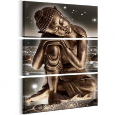 Tablou canvas 3 piese - Buddha noaptea - 60 x 90 cm foto