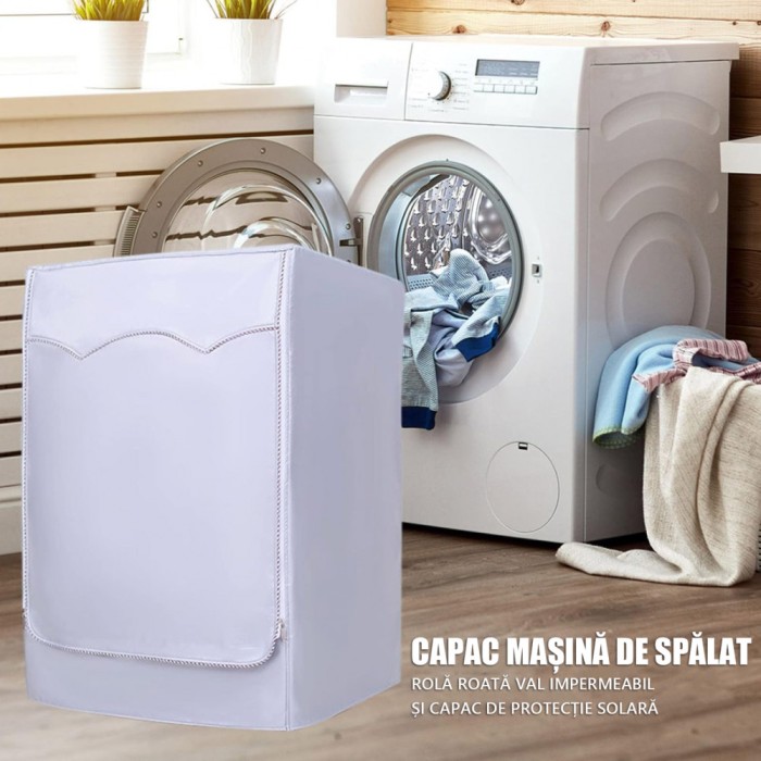 Husa pentru masini de spalat rufe, impermeabil si protectie solara, cu fermoar