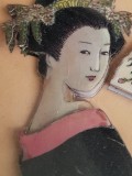 Tablou vintage geisha in portelan si email