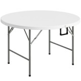 Outsunny Masă Pliabilă de Grădină &Phi;122 cm, Masă de Picnic Rotundă pentru 6 Persoane, Cadru Metalic, Alb | Aosom Romania