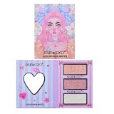 Paleta de machiaj, kevin &amp; coco, pink barbie girl, iluminatoare, 3 culori, 11.3 x 8.2 x 1.3 cm, Flippy