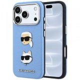 Husa pentru Apple iPhone 18 Pro / 17 Pro, Karl Lagerfeld, Saffiano with Karl &amp; Choupette Head's Pin and Logo, Bleu