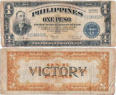 1944, 1 peso (P-94) - Filipine! Emisie de victorie! foto