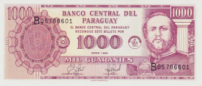 Bancnota Paraguay 1.000 Guaranies 1998 - P214a UNC foto