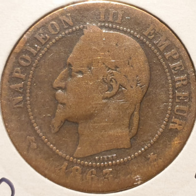 Franta 10 centimes 1863 Napoleon III foto