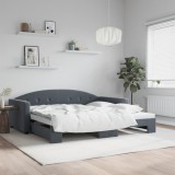 vidaXL Pat de zi cu extensie, gri &icirc;nchis, 100x200 cm, catifea