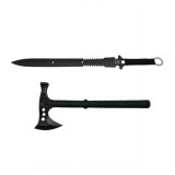 Set topor si sabie de vanatoare, IdeallStore&reg;, negru, 39 cm, teaca inclusa