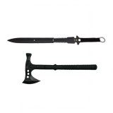 Cumpara ieftin Set Vanatoare: Topor 39cm + Sabie 68.5cm, Otel, Teaca Inclusa, IdeallStore, Negru