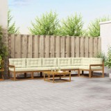 vidaXL Set de canapele de exterior cu pernă 7 pcs Natural și Crem 3367673