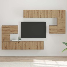 vidaXL Set comodă TV Pe perete 8 pcs stejar artizanal 3393494