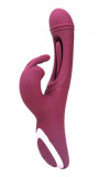 Vibrator Yara, Vibrating &amp; Tapping, Silicon, USB Magnetic, Rosu Inchis, 24.1 cm, Guilty Toys, Sexxify