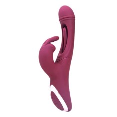 Vibrator Yara, Vibrating &amp; Tapping, Silicon, USB Magnetic, Rosu Inchis, 24.1 cm, Guilty Toys, Sexxify