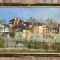 Toader Schipor 1965 Tablou Peisaj din Iași intersecție Str Iacob cu Str Dimitrov pictura ulei inramat 46x65 cm