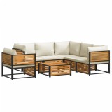 Set canapele gradina cu perne, 7 piese, lemn masiv acacia