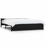 Cadru de pat King Size 5FT, 150x200 cm, negru, lemn masiv