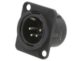 Soclu XLR 4 PIN negru 10A 19x24mm