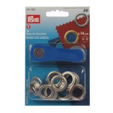 Ocheti metalici, Prym 114541 383, 14 mm, cu saiba, pentru confectii + dispozitiv montare