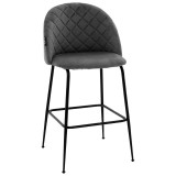 Cumpara ieftin Scaun de bar Kudos picioare metalice negre - catifea gri inchis
