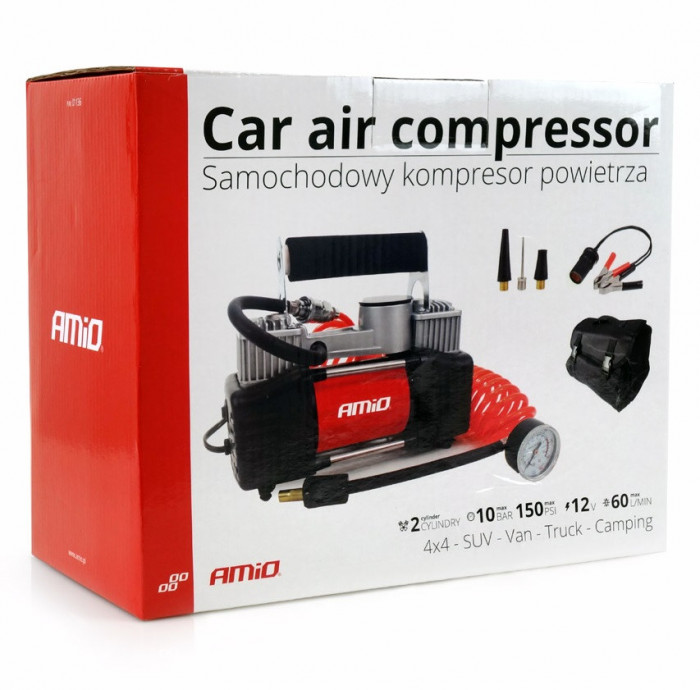 Compresor Aer Auto 2 Cilindri Amio 12V Acomp-3 01136