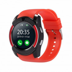 Ceas Smartwatch V8 cu Functie Apelare, SMS, Camera, Bluetooth, Pedometru, Android - Rosu foto