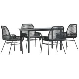 Cumpara ieftin Set de sufragerie de gradina 5 piese neagra Sticla Poly Rattan