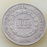 Moneda Brazilia 1000 Reis 1858 Argint Pedro II - Numismatica