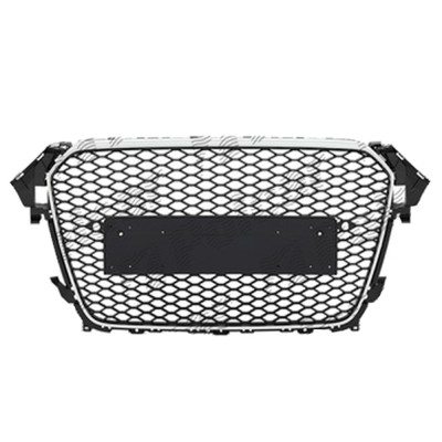 Grila masca fata AUDI A4/S4 (B8), 11.2011-12.2015,cu 2 gauri pentru Senzori de parcare (PDC); cromat, Negru stralucitor; fara emblema foto