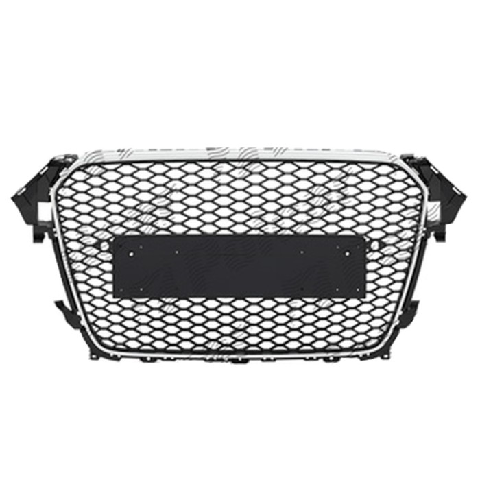Grila masca fata AUDI A4/S4 (B8), 11.2011-12.2015,cu 2 gauri pentru Senzori de parcare (PDC); cromat, Negru stralucitor; fara emblema