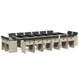 Set mobilier de gradina cu perne 17 piese gri deschis poliratan