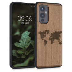 Husa pentru OnePlus 9, Lemn, Maro, 56038.03, Kwmobile foto