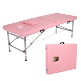 Masă de Masaj Portabilă PINK, Pat masaj, &ndash; 2 Zone, Ideală pentru SPA, Cosmetică, Tatuaje, Aplicare gene - Fixă sau Reglabilă - Dr.Denis&trade;