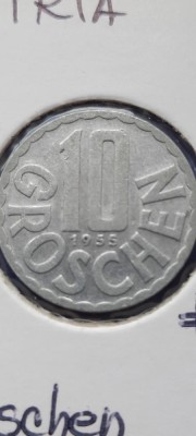 AUSTRIA 10 GROSCHEN 1955 VF foto