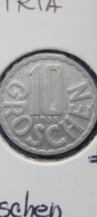 AUSTRIA 10 GROSCHEN 1955 VF